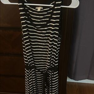 GAP Black and White Striped Midi Dress